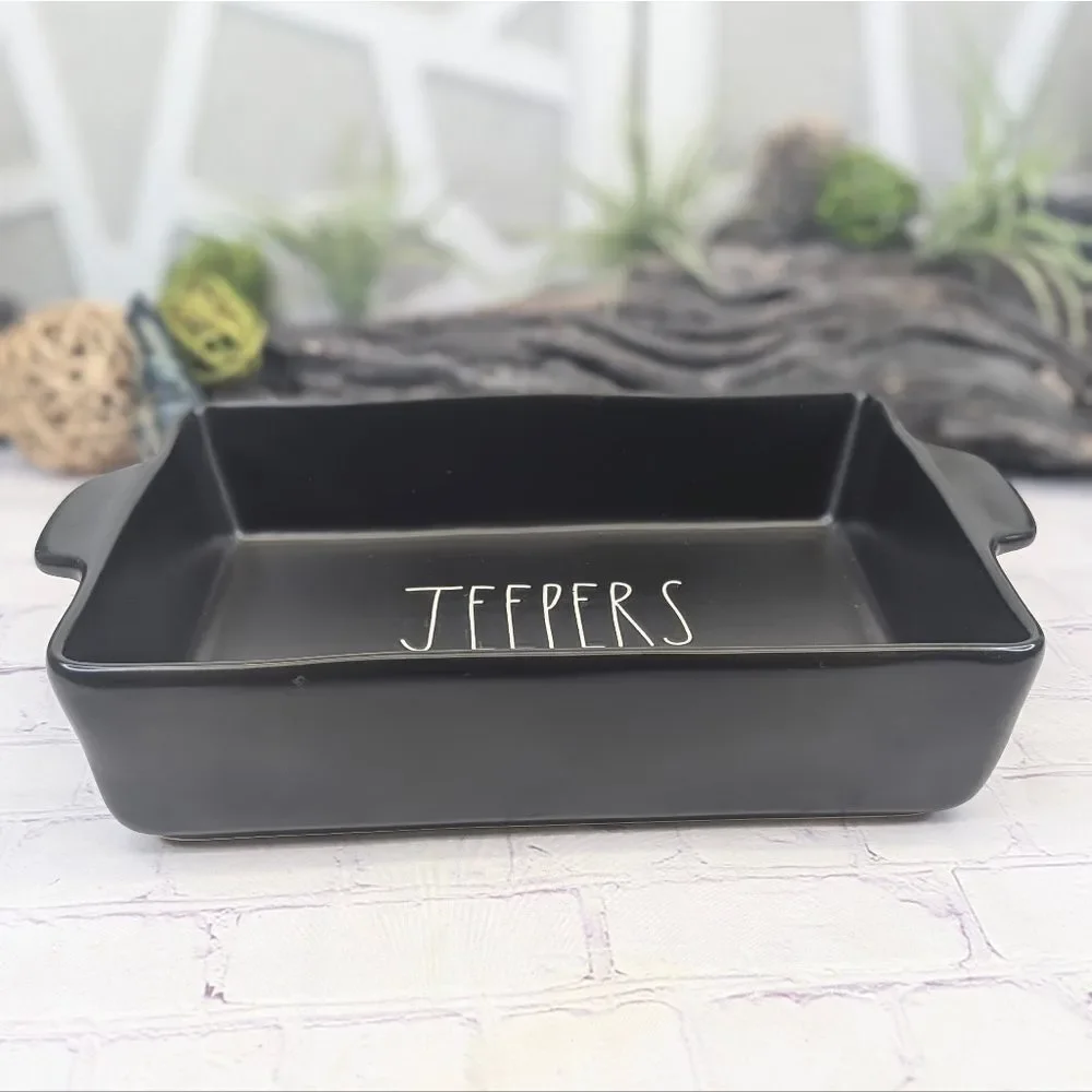 Rae Dunn JEEPERS CREEPERS Black Ceramic Casserole Baking Dish